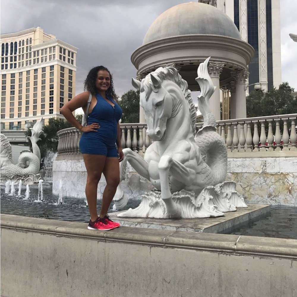 GUESS zipper front, racerback, Jean Romper